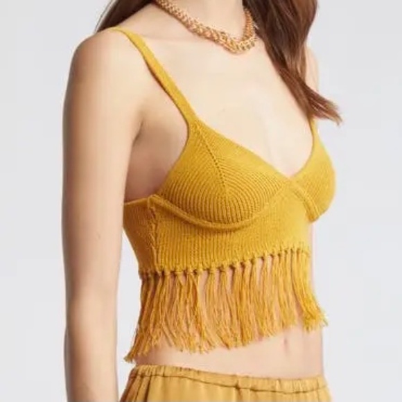 OPEN EDIT  Fringe Sweater Bralette - Yellow Harvest Size Small - Picture 2 of 8